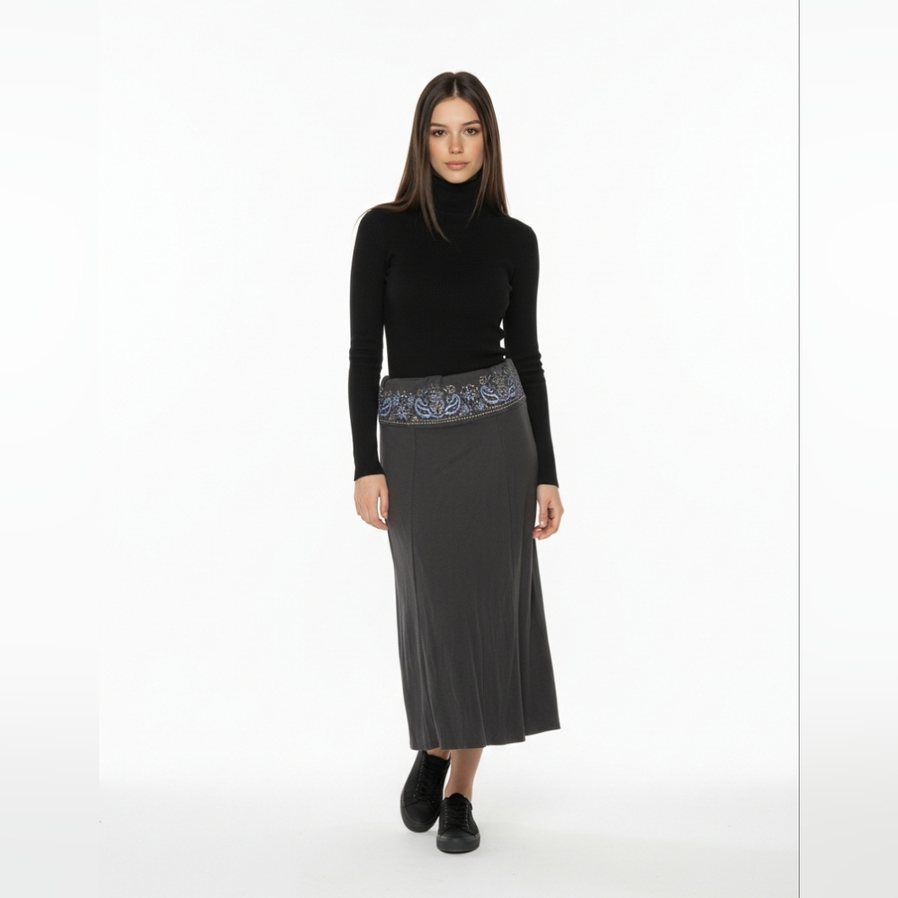 Grey sequin maxi skirt MKM design Size Medium NWT